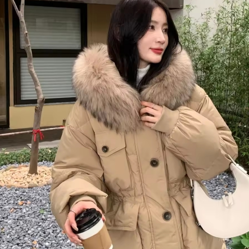 Fur Jacket Female Feather Waterproof Winter Long Puffer Jacket 2025 - Picture 8 of 9